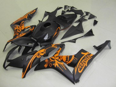 Carenado Honda CBR 600 RR 2007-2008 - Negro Mate Naranja Pegatinas