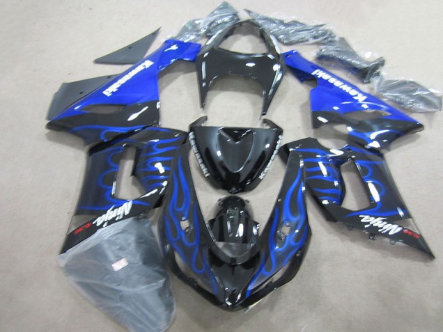 Carenado Kawasaki ZX6R 2005-2006 - Ninja 636 de llama azul y negra