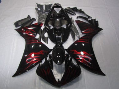 Carenado Yamaha R1 2009-2011 - Negro Rojo Llama